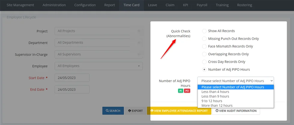 Five common PIPO abnormalities identified by PayAdvisorMobile® Punch Log module for time and attendance tracking